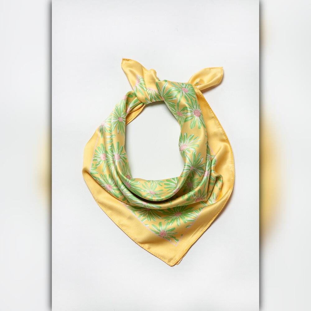 A218-I • Sunny Bloom Silky Bandana Scarf - Picture 2 of 4